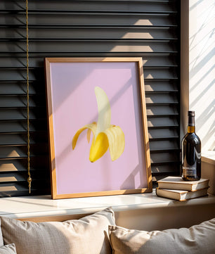 Open banana with purple background for vibrant decoration