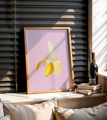 Open banana with purple background for vibrant decoration