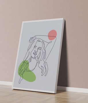 Line Art Portrait with Abstract Shapes in Minimalist Style - Mi tienda