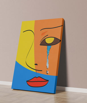 Colorido arte de rostro abstracto con lágrima en estilo moderno