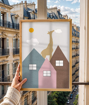 Giraffe Among Colorful Houses Under the Sun - Mi tienda