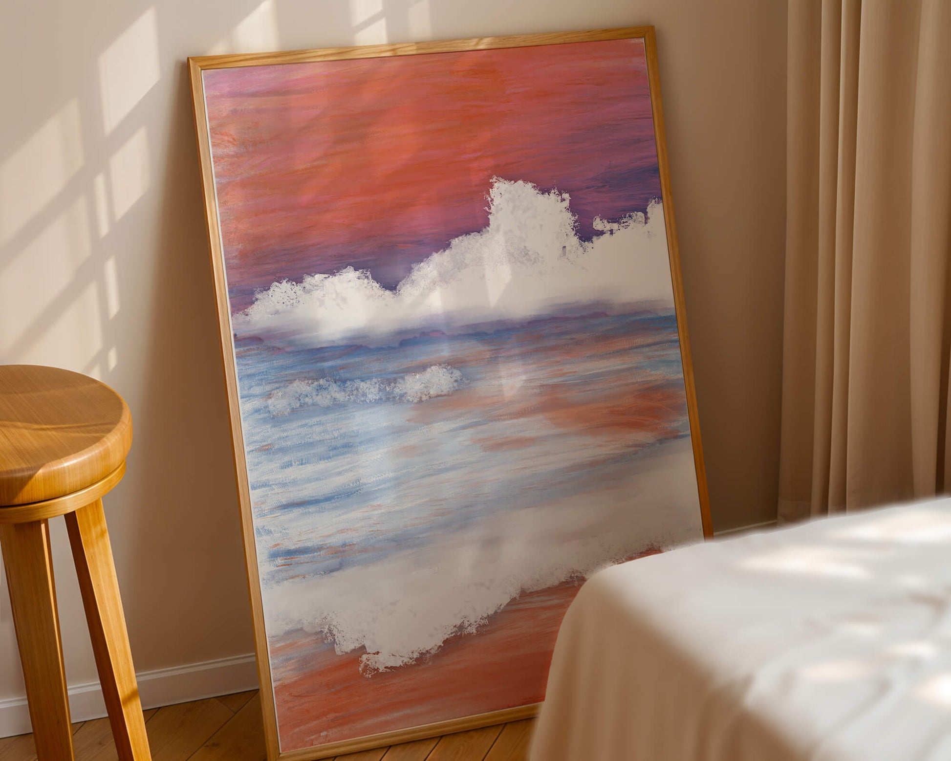Calming Ocean Waves with Serene Sunset Sky
