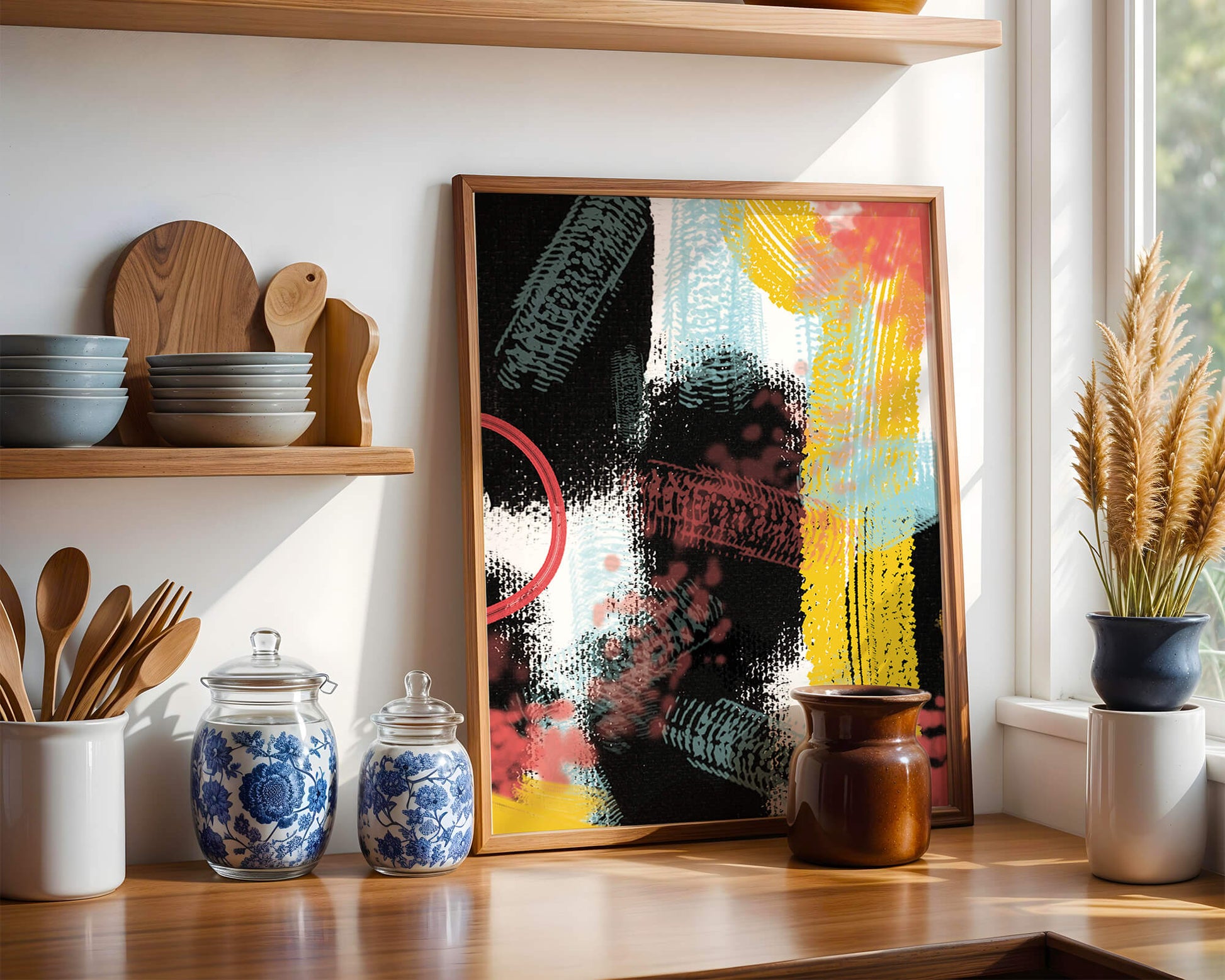 Vivid Abstract Art with Bold Colors and Expressive Brushstrokes