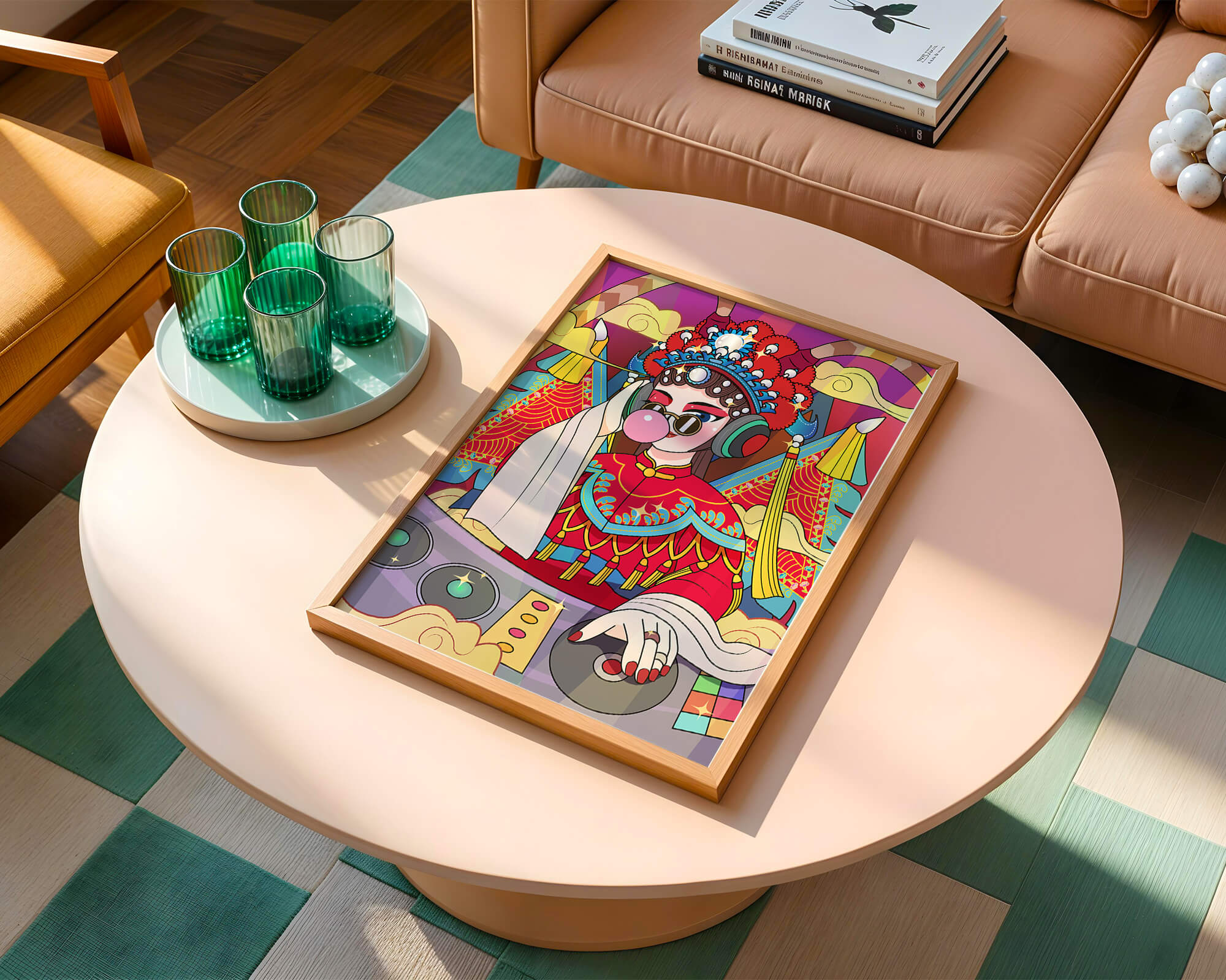 Vibrant DJ illustration combining traditional and modern elements