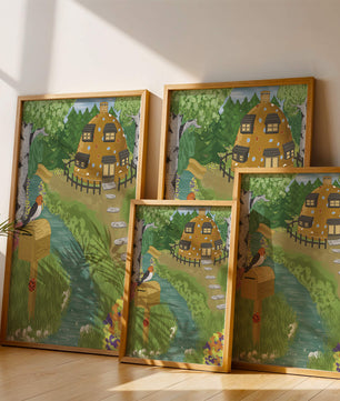 Paysage charmant avec une maison unique et un jardin luxuriant