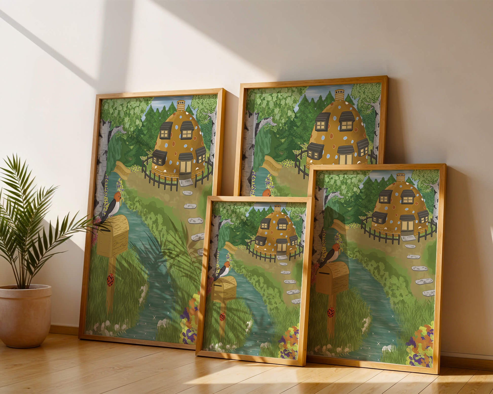 Paysage charmant avec une maison unique et un jardin luxuriant