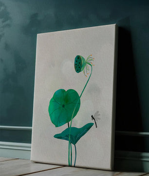 Lotus Flower and Dragonfly with Watercolor Effect - Mi tienda