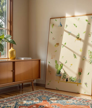 Illustration décorative avec des plantes et des éléments chaleureux