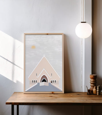 Minimalist Church Architecture with Soft Sunrise