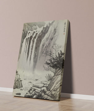 Serene Waterfall in Traditional Chinese Landscape Painting