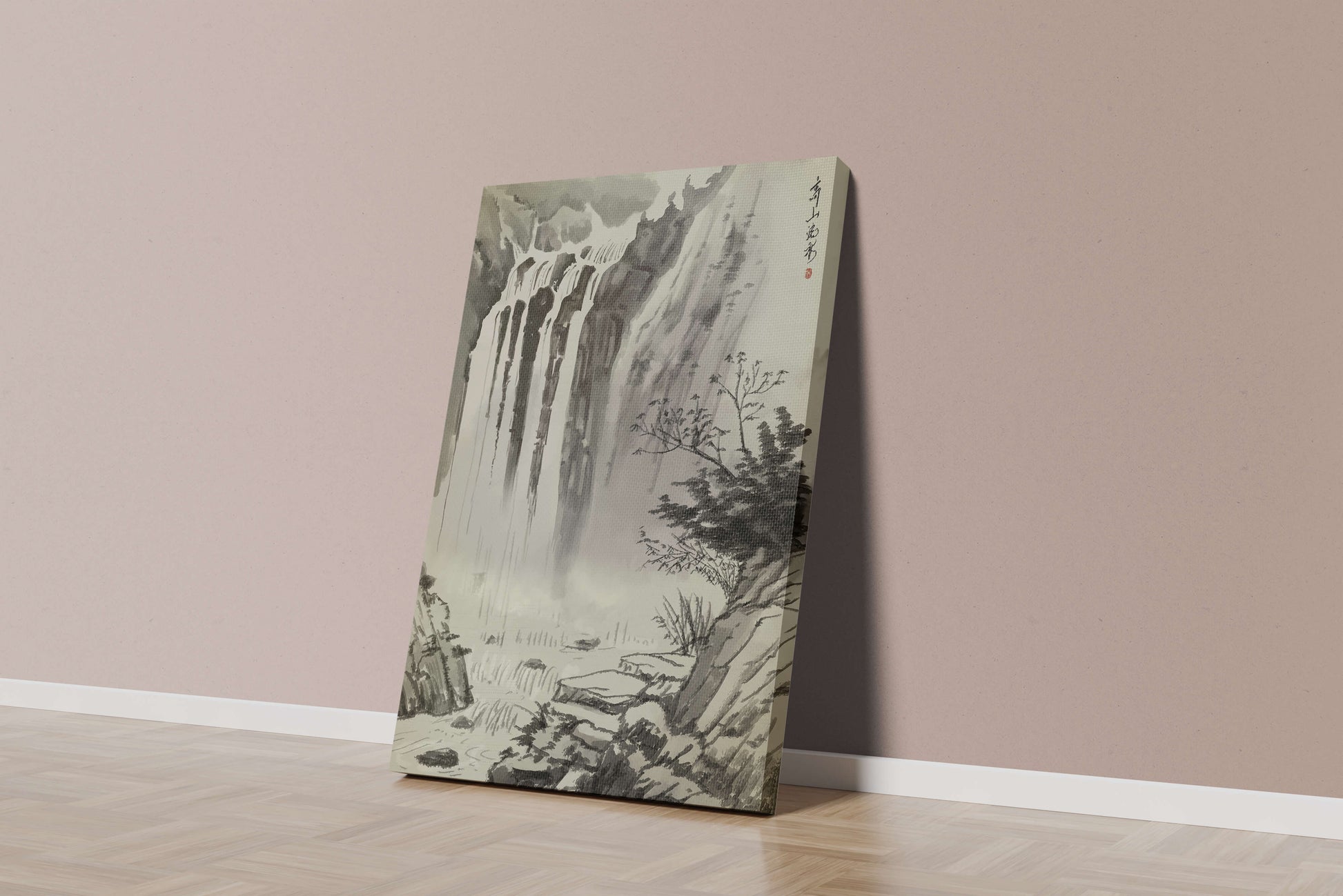 Cascada serena en la pintura de paisaje tradicional china