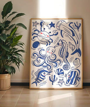 Underwater Marine Life Theme with Cartoon Sea Creatures