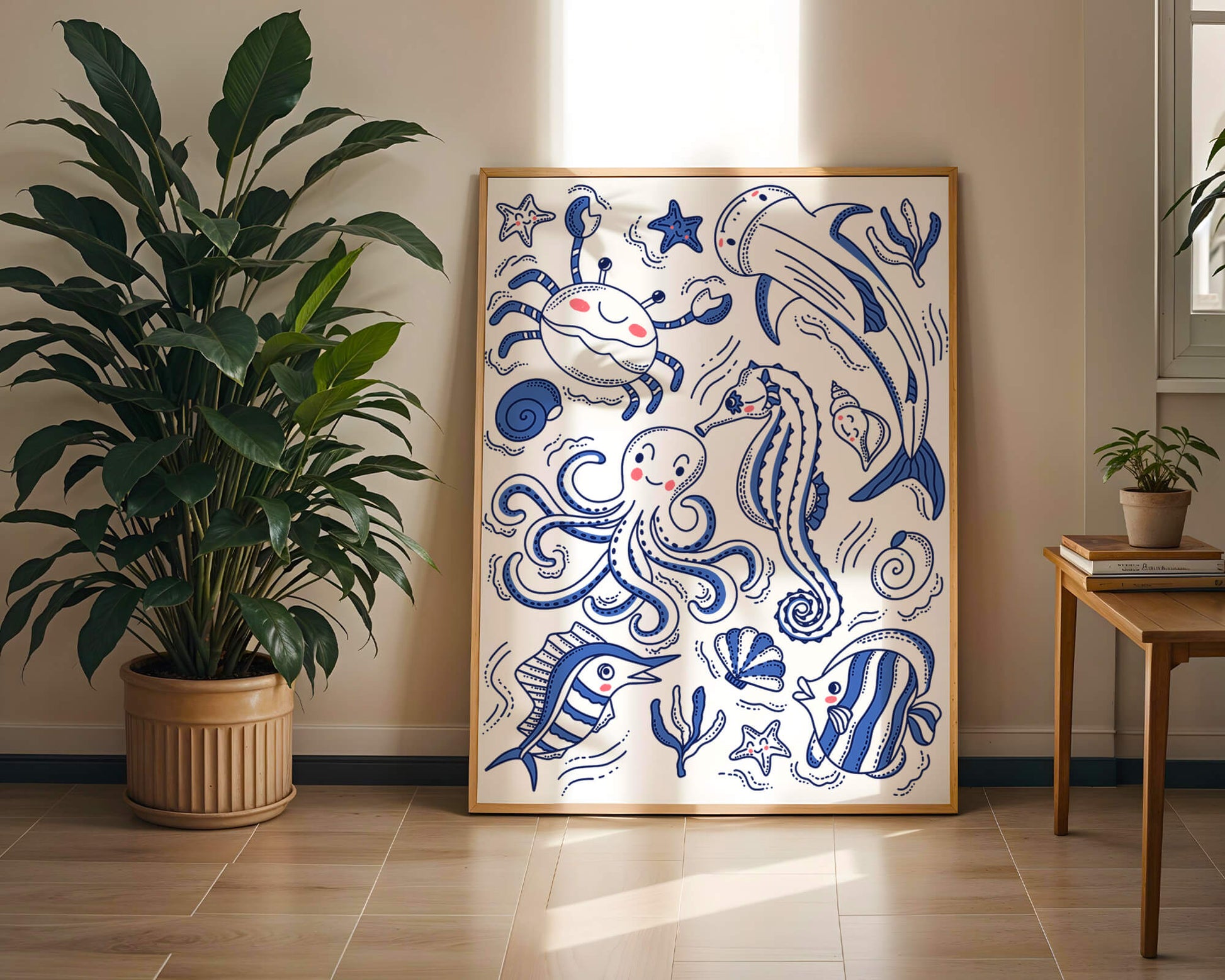 Underwater Marine Life Theme with Cartoon Sea Creatures