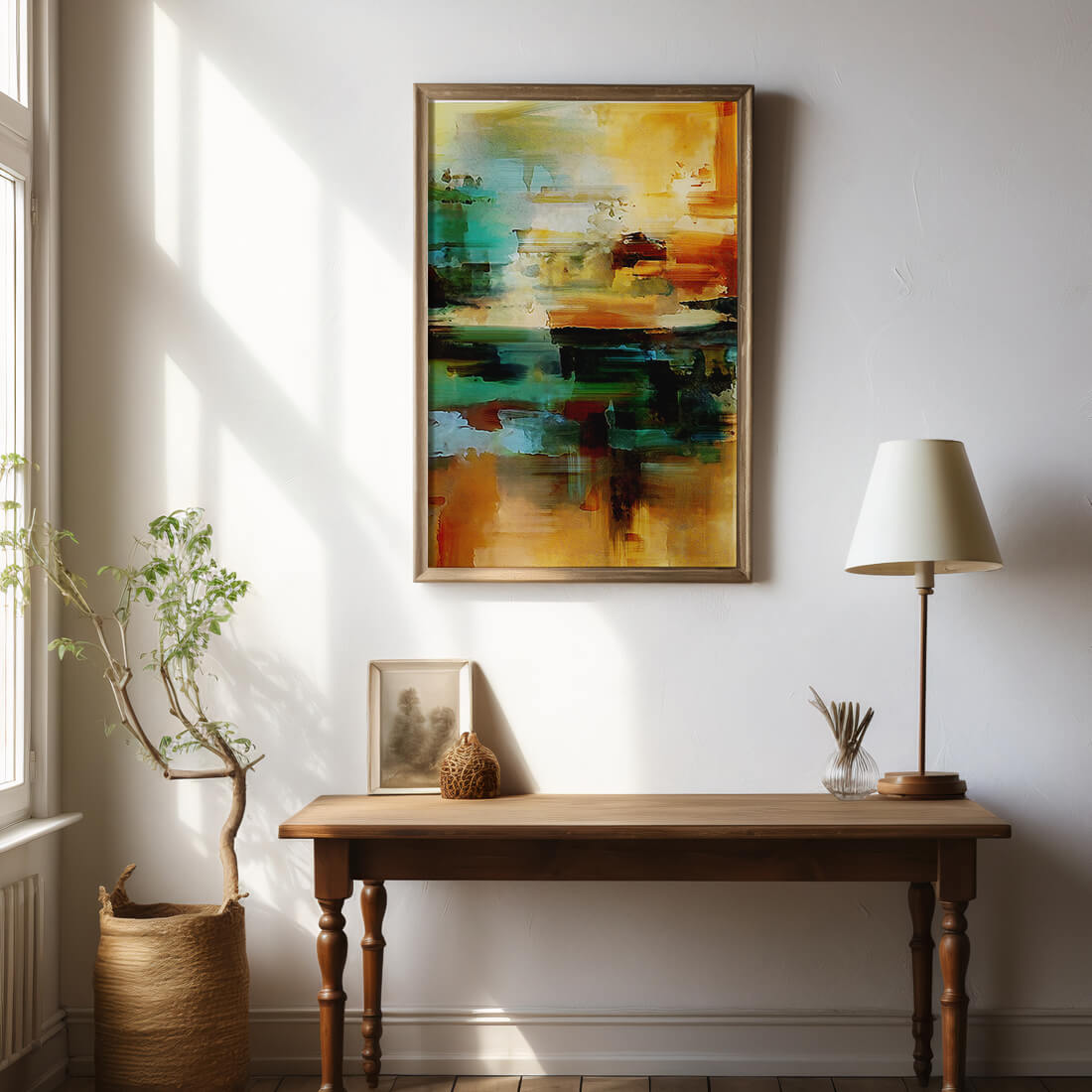 Abstract Landscape with Vivid Colors and Dynamic Brushstrokes
