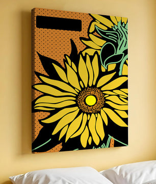 Colorful sunflower illustration with bold lines and dots
