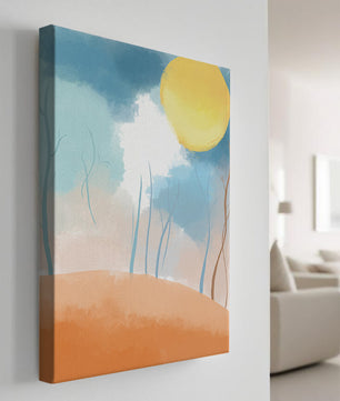 Serene Landscape with Bare Trees and Sunlit Sky
