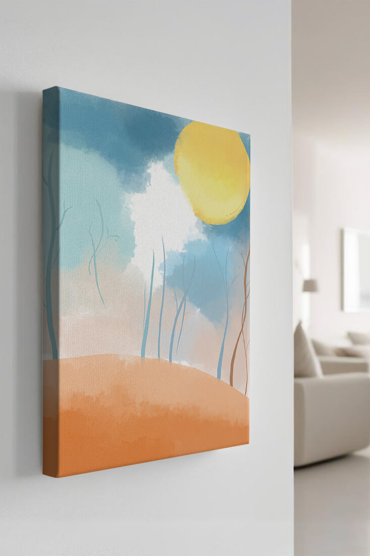 Serene Landscape with Bare Trees and Sunlit Sky