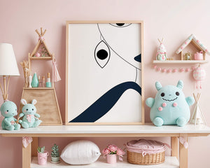 Abstract Minimalist Art with Geometric Shapes and Earring Detail - Mi tienda