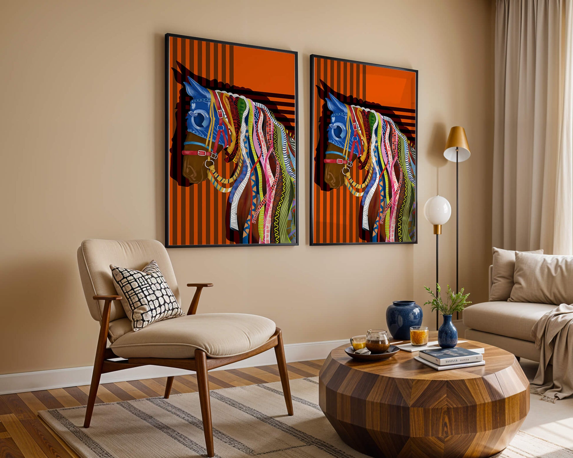 Colorful abstract horse art with intricate patterns