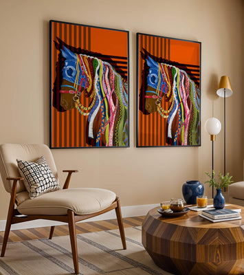 Colorful abstract horse art with intricate patterns
