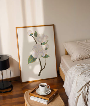 Delicate blooming flowers with lush leaves in elegant design