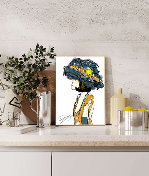 Portrait of a Fashionable Woman with a Large Hat and Gold Accents
