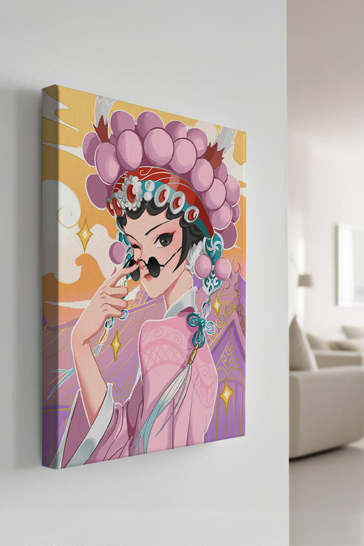 Elegant anime character in traditional attire with golden accents