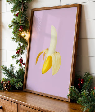 Open banana with purple background for vibrant decoration