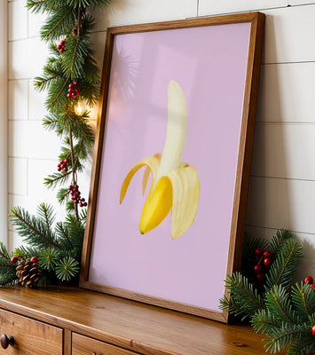 Open banana with purple background for vibrant decoration