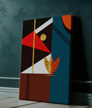 Arte abstracto geométrico con dorado y formas audaces