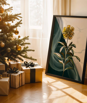Elegant golden flower art with abstract background