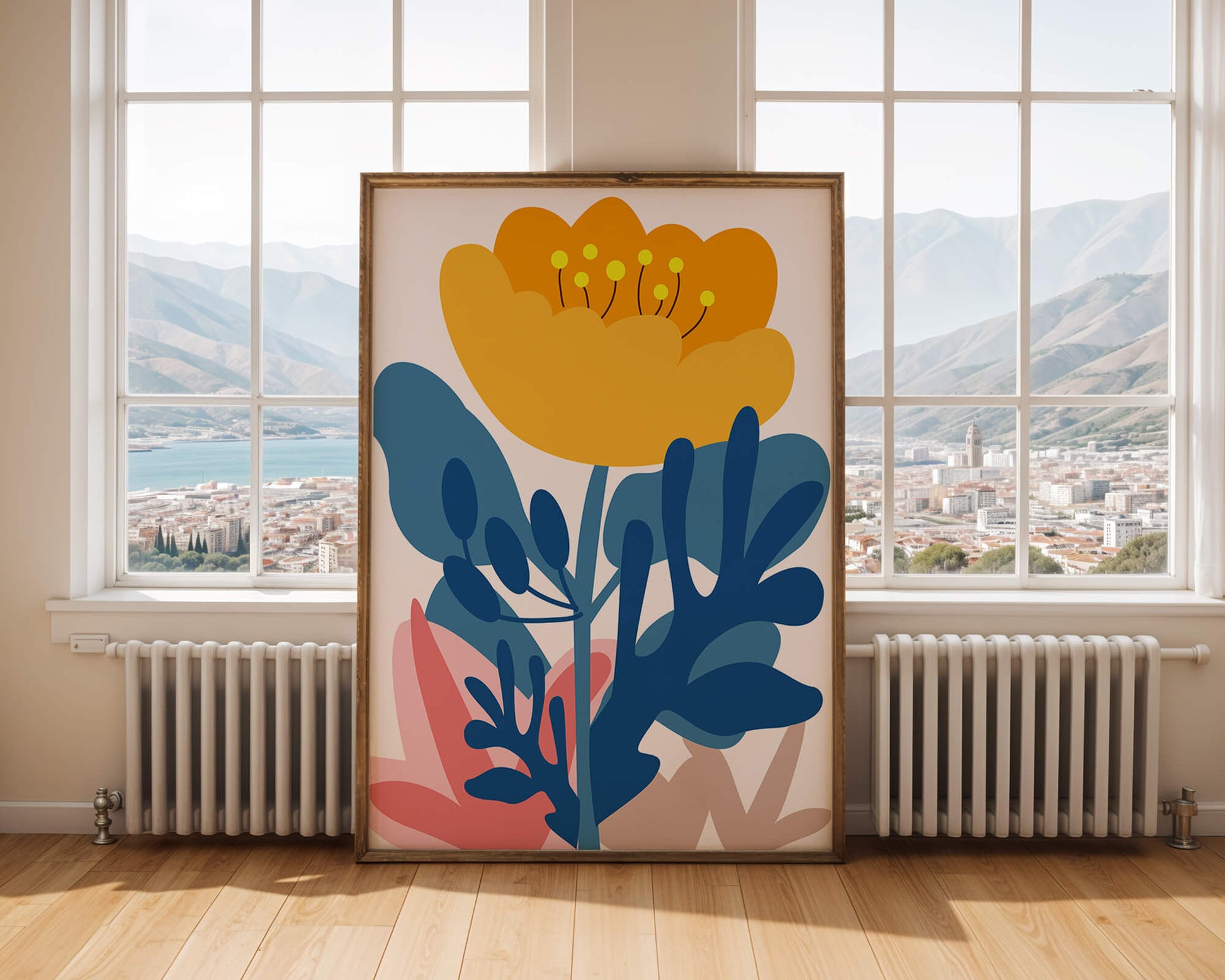 Colorful abstract floral illustration with vibrant leaf patterns