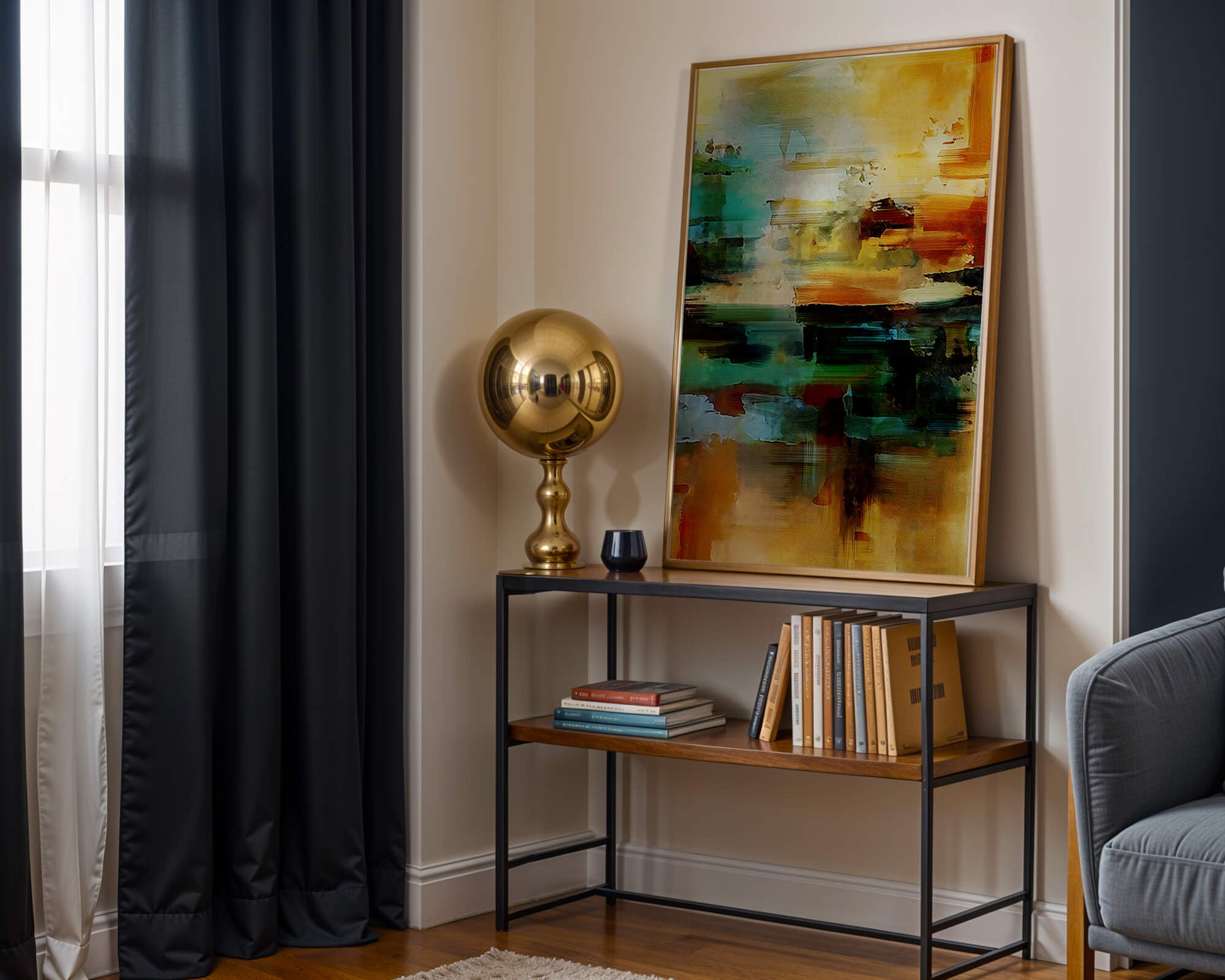 Abstract Landscape with Vivid Colors and Dynamic Brushstrokes