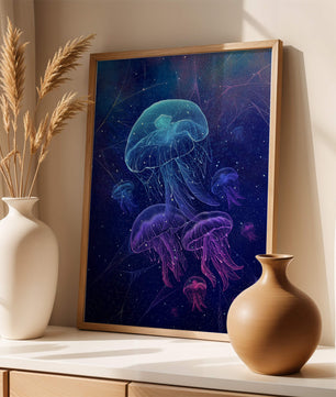 Jellyfish Illuminated in Magical Ocean Scene