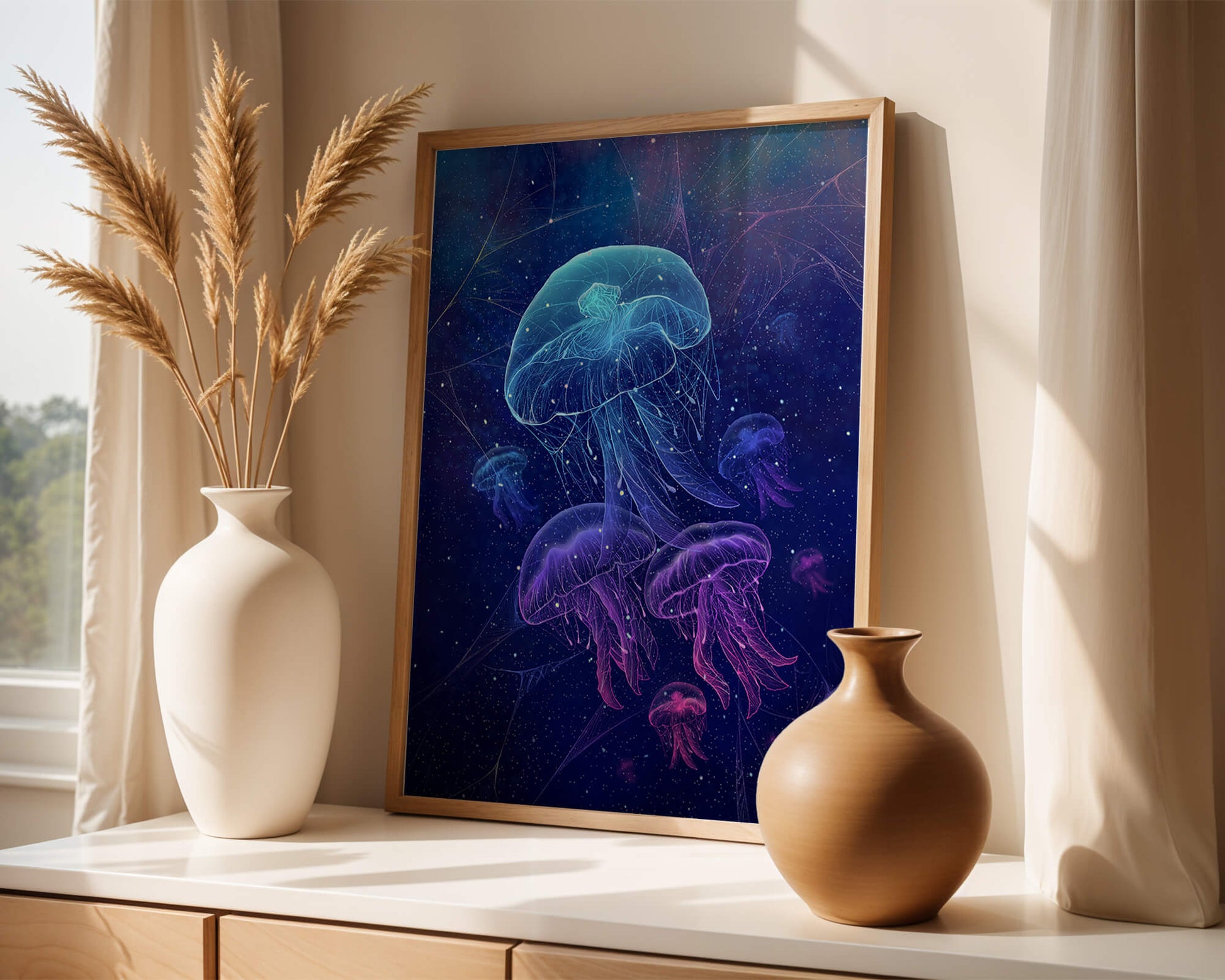 Jellyfish Illuminated in Magical Ocean Scene