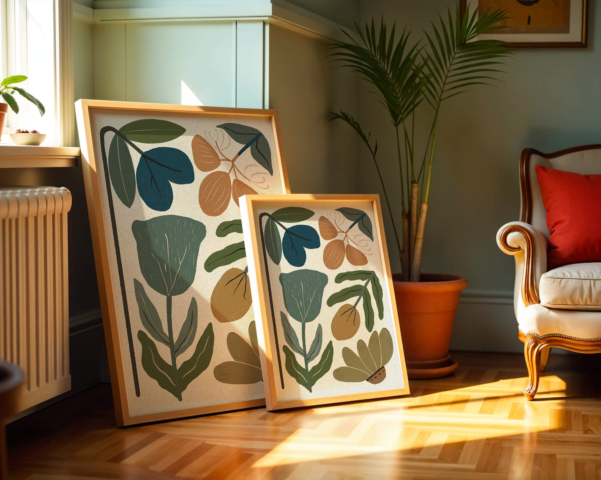 Botanical illustration with earthy and muted colors