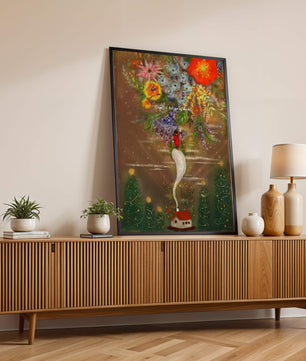 Charming illustration of floral fantasy scene