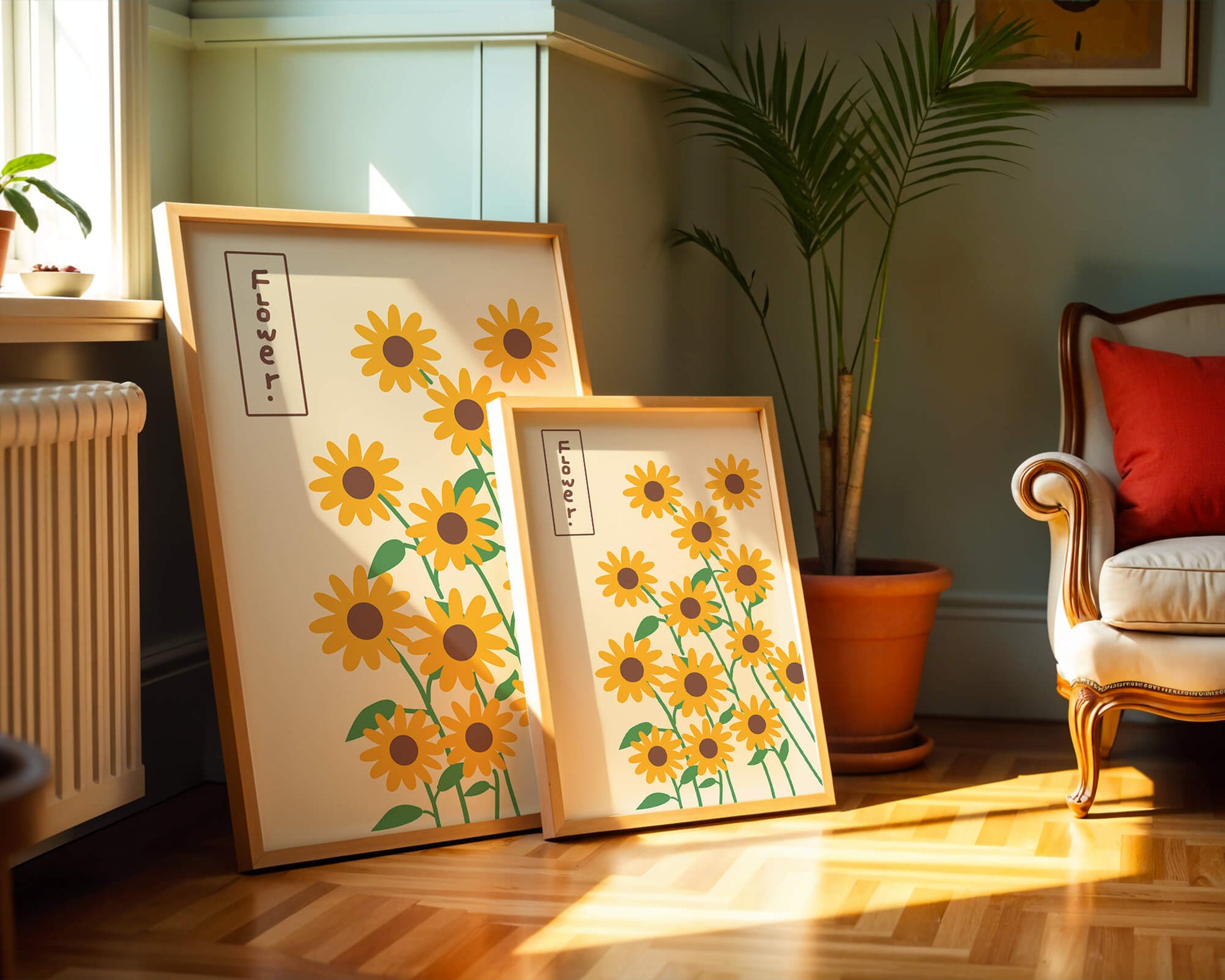 Sunflower illustration on a beige background
