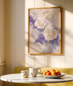 Elegant floral artwork with soft purple and pink hues
