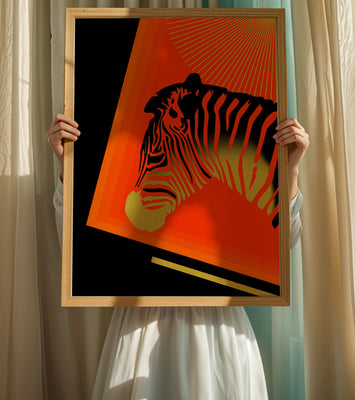 Abstract Zebra with Vibrant Colors and Golden Elements
