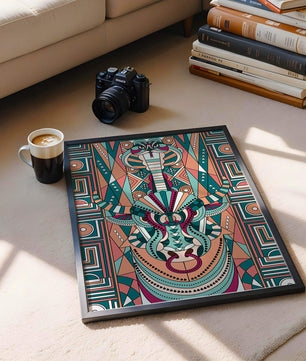 Colorful Geometric Animal and Snake Art Design with Tribal Patterns