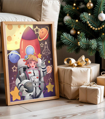 Astronaut Girl Illustration with Space Theme