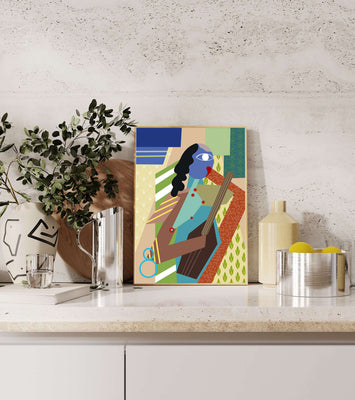 Colorful abstract geometric art with musical theme