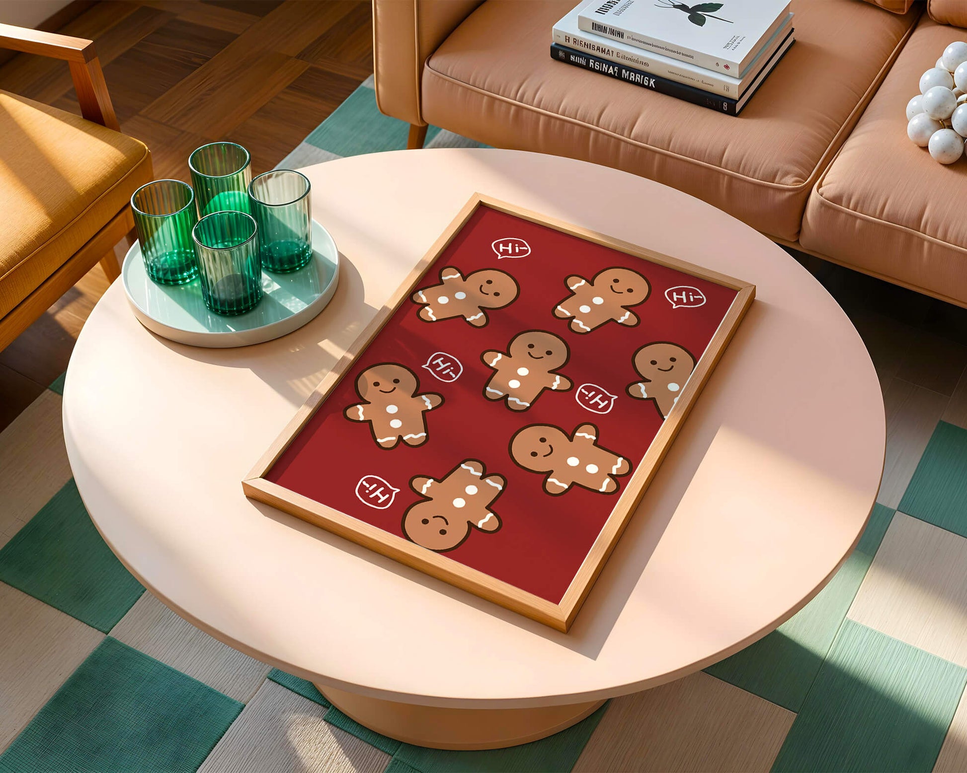 Playful gingerbread pattern with holiday greetings