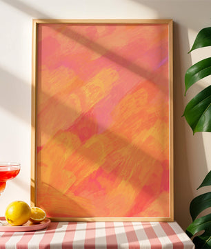 Arte de pinceladas abstractas en tonos cálidos