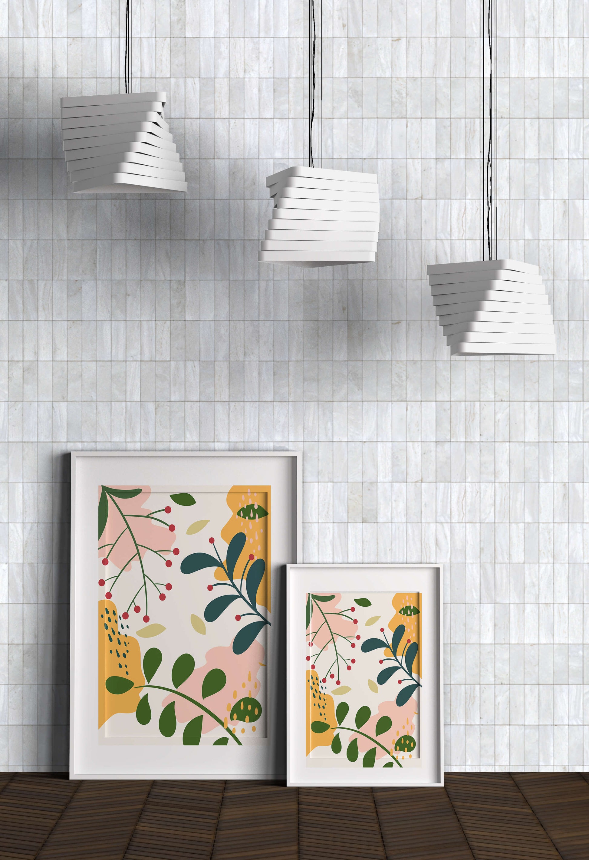 Abstract Floral Pattern with Bold Colors and Geometric Shapes