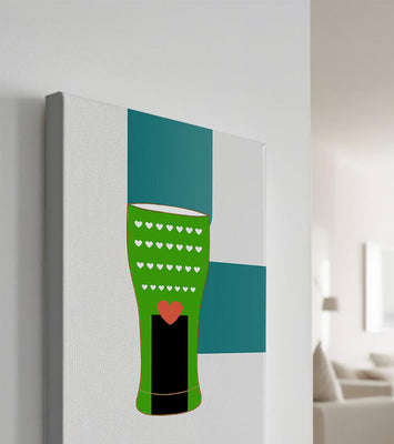 Green vase with heart pattern and minimalistic design