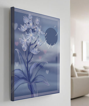 Delicate blue floral illustration with stylish geometric elements