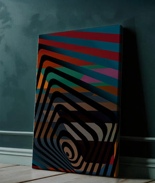 Arte abstracto geométrico colorido con rayas concéntricas