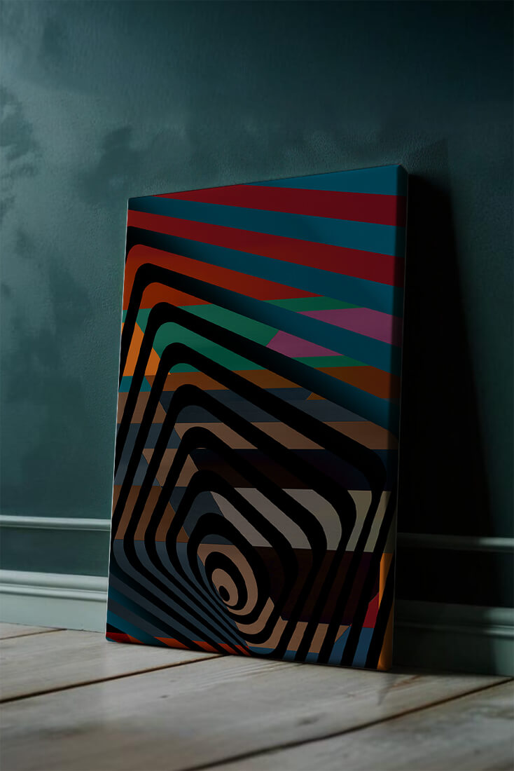 Colorful Geometric Abstract Art with Concentric Stripes